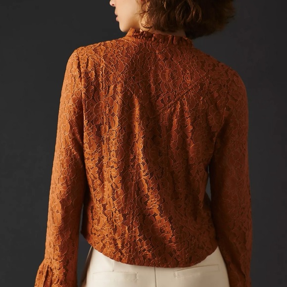 🔥SALE! By Anthropologie Lace Button Blouse - Picture 2 of 7